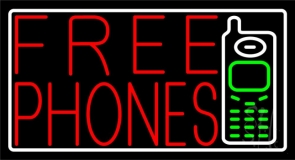 Red Free Phones Pink Border 2 Neon Sign