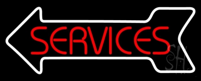 Red Service White Arrow Neon Sign