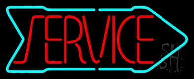Red Service With Arrow Neon Sign