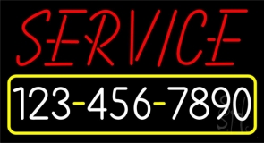 Service With Phone Number Neon Sign