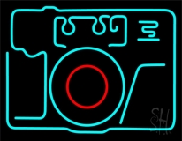 Turquoise Camera Neon Sign