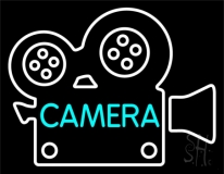 Video Camera White Neon Sign