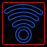 Blue Colored Wifi Logo Red Border Neon Sign