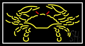Yellow Crab Logo White Border Neon Sign