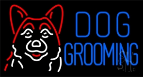 Blue Dog Grooming With Logo Neon Sign