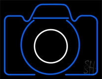 Camera In Blue Neon Sign