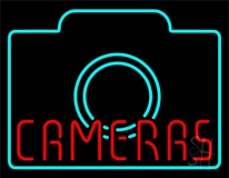 Cameras Turquoise Colored Neon Sign