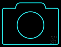 Camera Turquoise Colored Neon Sign