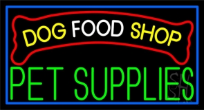 Dog Food Shop Blue Border Neon Sign