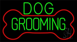 Green Dog Grooming Red Bone Neon Sign