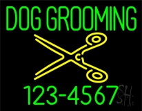 Dog Grooming With Phone Number Neon Sign