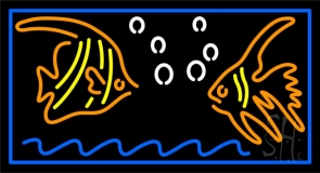 Fish Blue Border 1 Neon Sign