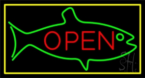 Fish Logo Open 1 Neon Sign