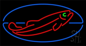 Fish Red Oval Neon Sign