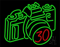 Green Camera Logo Neon Sign