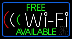 Green Free Wifi Available Block Neon Sign
