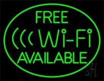 Green Free Wifi Available Block 1 Neon Sign