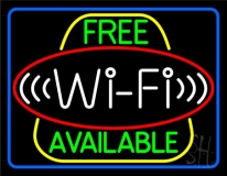 Green Free Wifi Available Block 3 Neon Sign