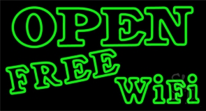 Green Open Free Wifi Neon Sign