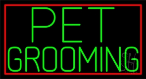 Green Pet Grooming Block Neon Sign