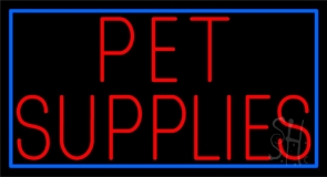 Pet Supplies Blue Border Neon Sign