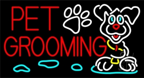 Red Pet Grooming Neon Sign