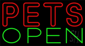 Red Pets Green Open Neon Sign