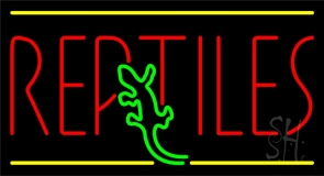 Red Reptiles Block Neon Sign