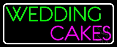 White Border Wedding Cakes Neon Sign