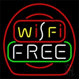 Wifi Free Red Round Border Neon Sign