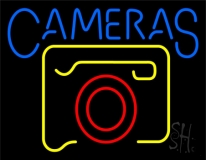 Yellow Cameras Logo Neon Sign