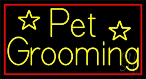 Yellow Pet Grooming 1 Neon Sign