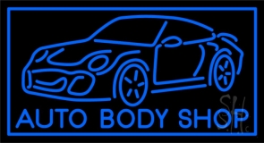 Blue Auto Body Shop Neon Sign