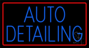 Auto Detailing With Red Border Neon Sign