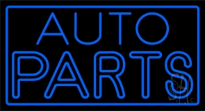 Blue Auto Parts Block Neon Sign