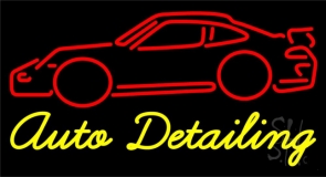 Cursive Auto Detailing With Car Logo 1 Neon Sign