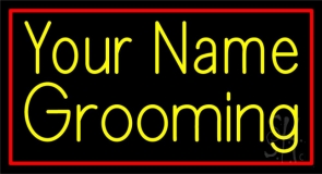 Custom Pet Grooming Red Border Neon Sign