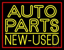 Double Stroke Auto Parts Red Border Neon Sign