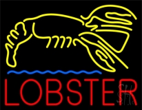 Lobster Logo Blue Line Neon Sign