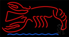 Red Lobster Blue Lines Neon Sign