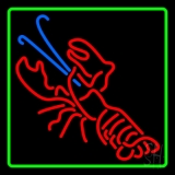 Lobster Logo Green Border Neon Sign