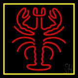 Lobster Logo Yellow Border Neon Sign