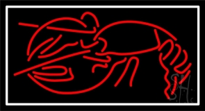 Lobster White Border Neon Sign