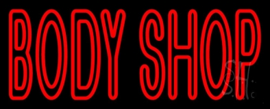 Red Double Stroke Body Shop Neon Sign