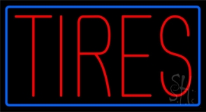 Red Tires Blue Border Neon Sign