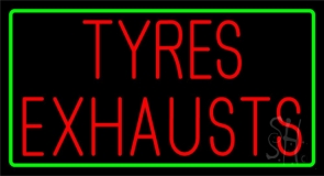 Red Tyres Exhausts Green Border Neon Sign