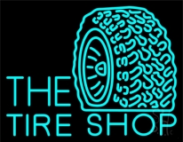 The Tire Shop Turquoise Logo Neon Sign