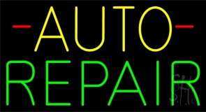 Yellow Auto Green Repair Block Neon Sign