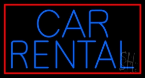 Blue Car Rental Neon Sign