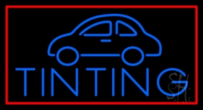 Blue Car Tinting Red Border Neon Sign